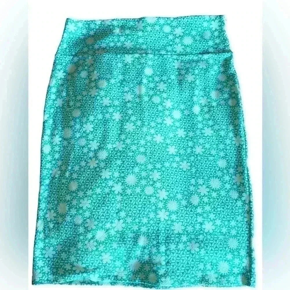 Lularoe 2XL Cassie mint green floral bodycon pencil skirt NWT . Pull on, comfort